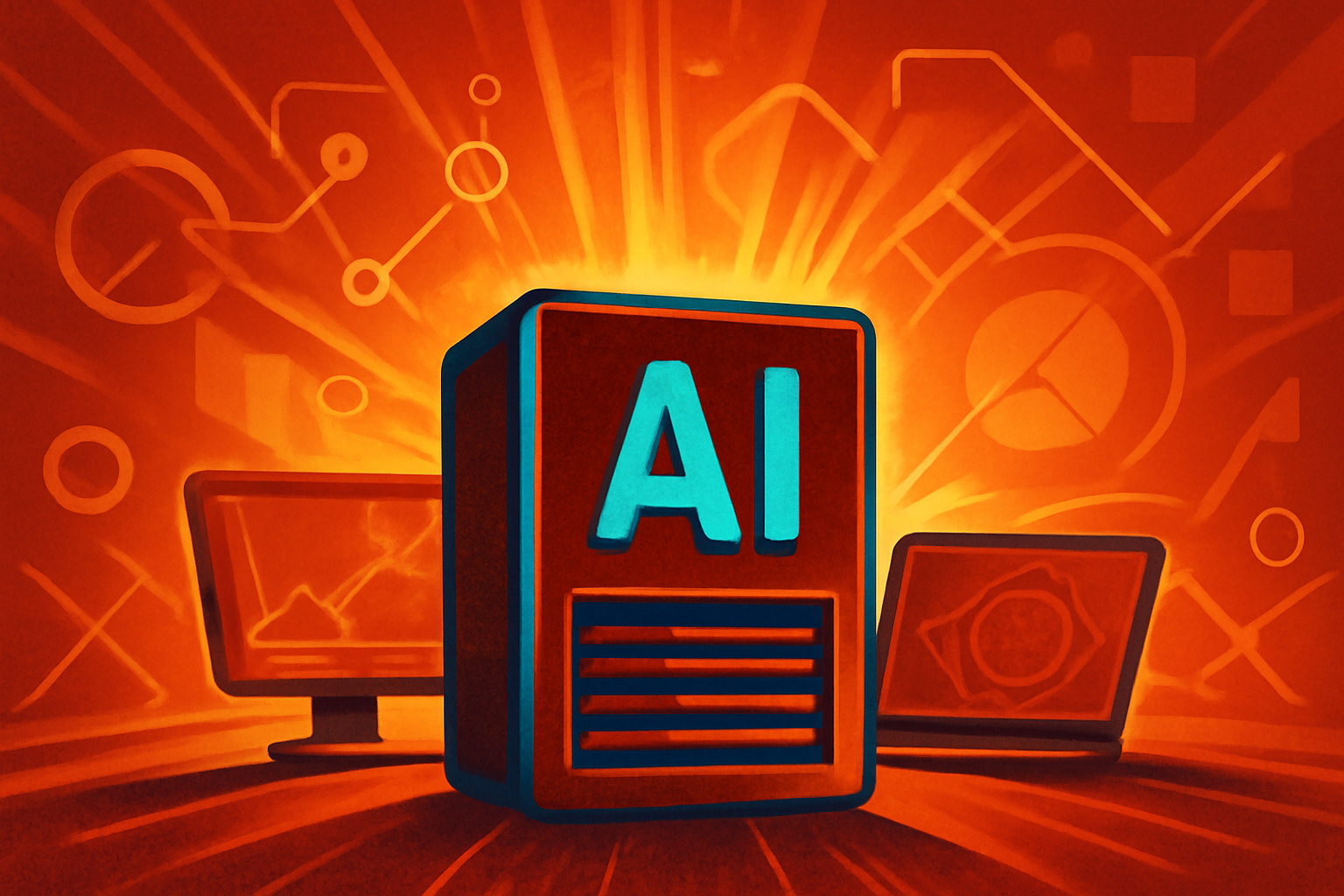 A digital visualization of an AI neural network interface integrated with scientific imaging data from a laboratory microscope environment.