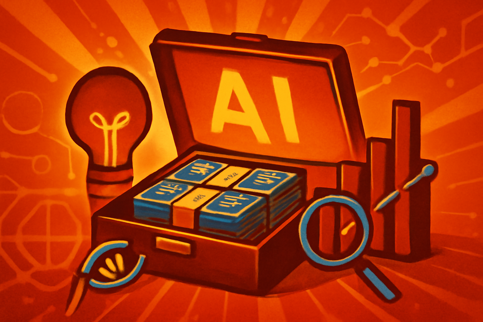 Researchers in a high-tech lab viewing scientific data on a digital display, representing AI-driven scientific discovery.