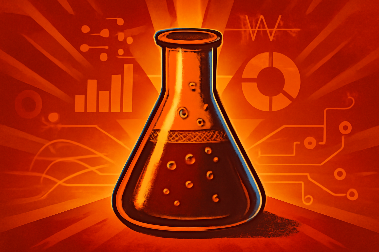 A glowing blue 3D protein structure displayed on a computer screen in a modern biotechnology laboratory.
