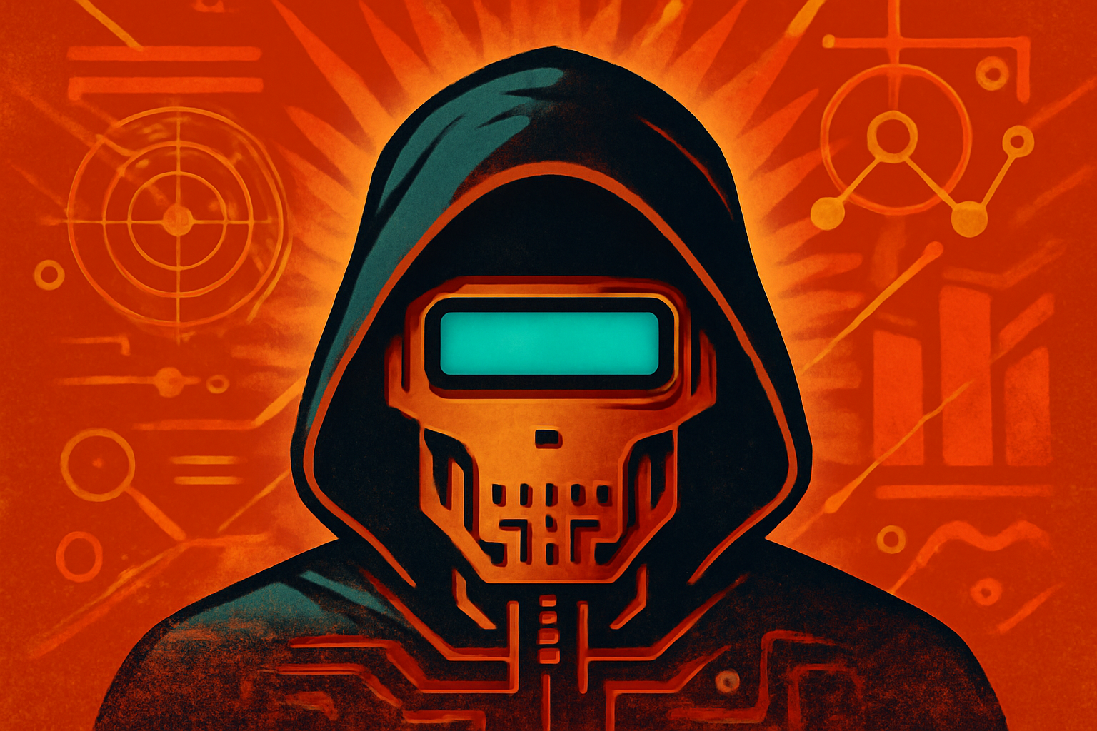 A futuristic glowing sphere representing an AI model on a dark reflective surface with digital data streams.