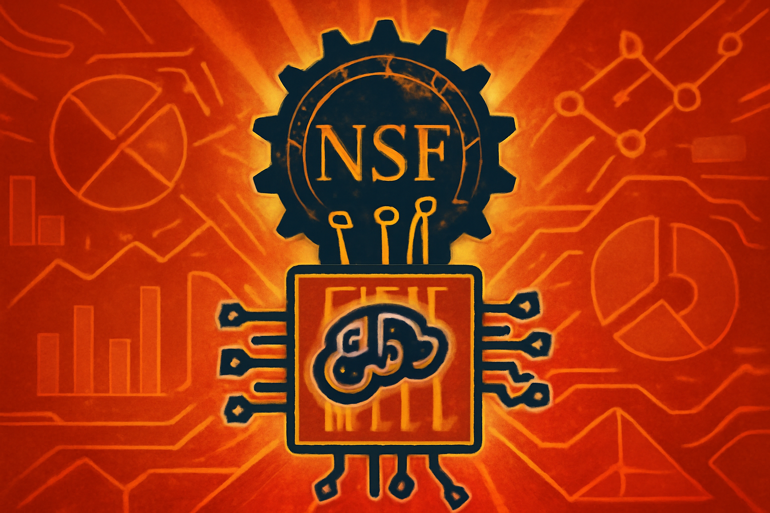 People in a modern office or community hub work together on laptops and tablets with AI data graphics displayed on background screens.