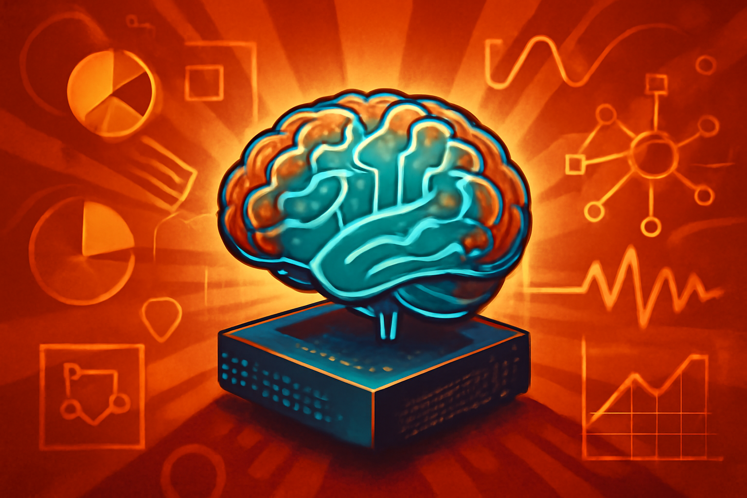 A professional editorial illustration showing a digital neural network analyzing physical 3D objects to represent world model AI research.