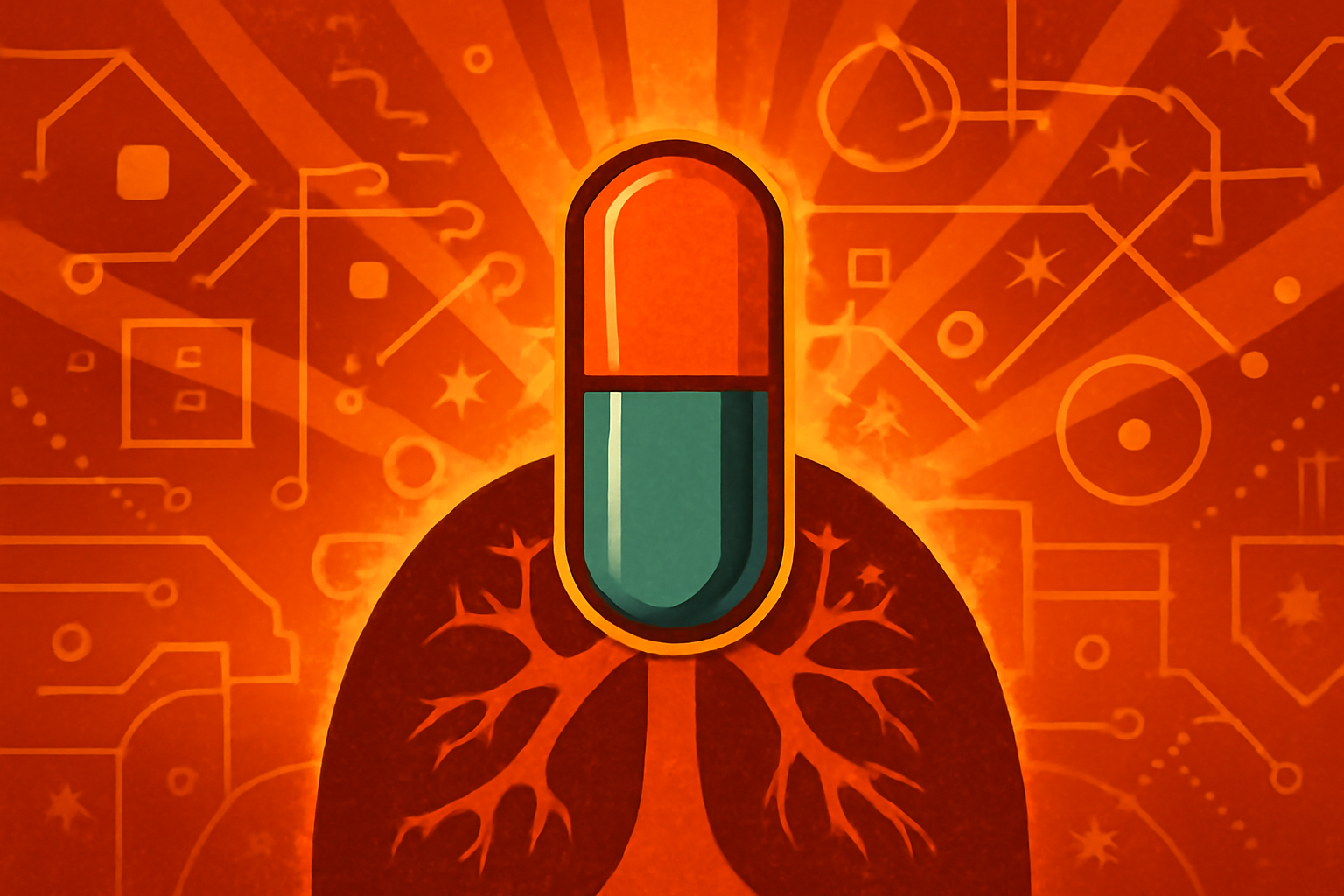 A 3D medical hologram of human lungs and a molecular structure being analyzed in a high-tech laboratory.