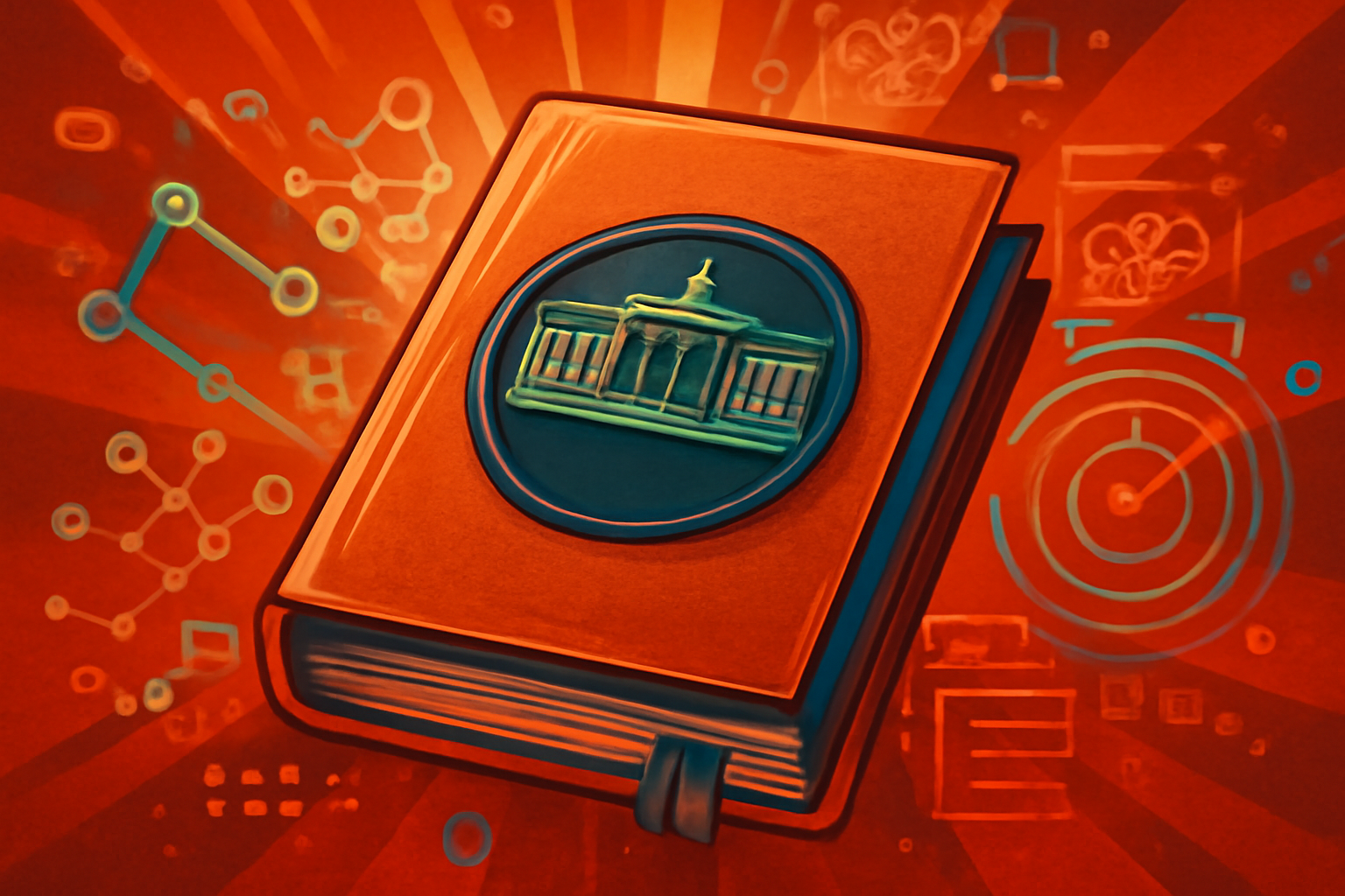 A briefing room featuring a screen with the text 'National AI Framework' and digital connectivity graphics.