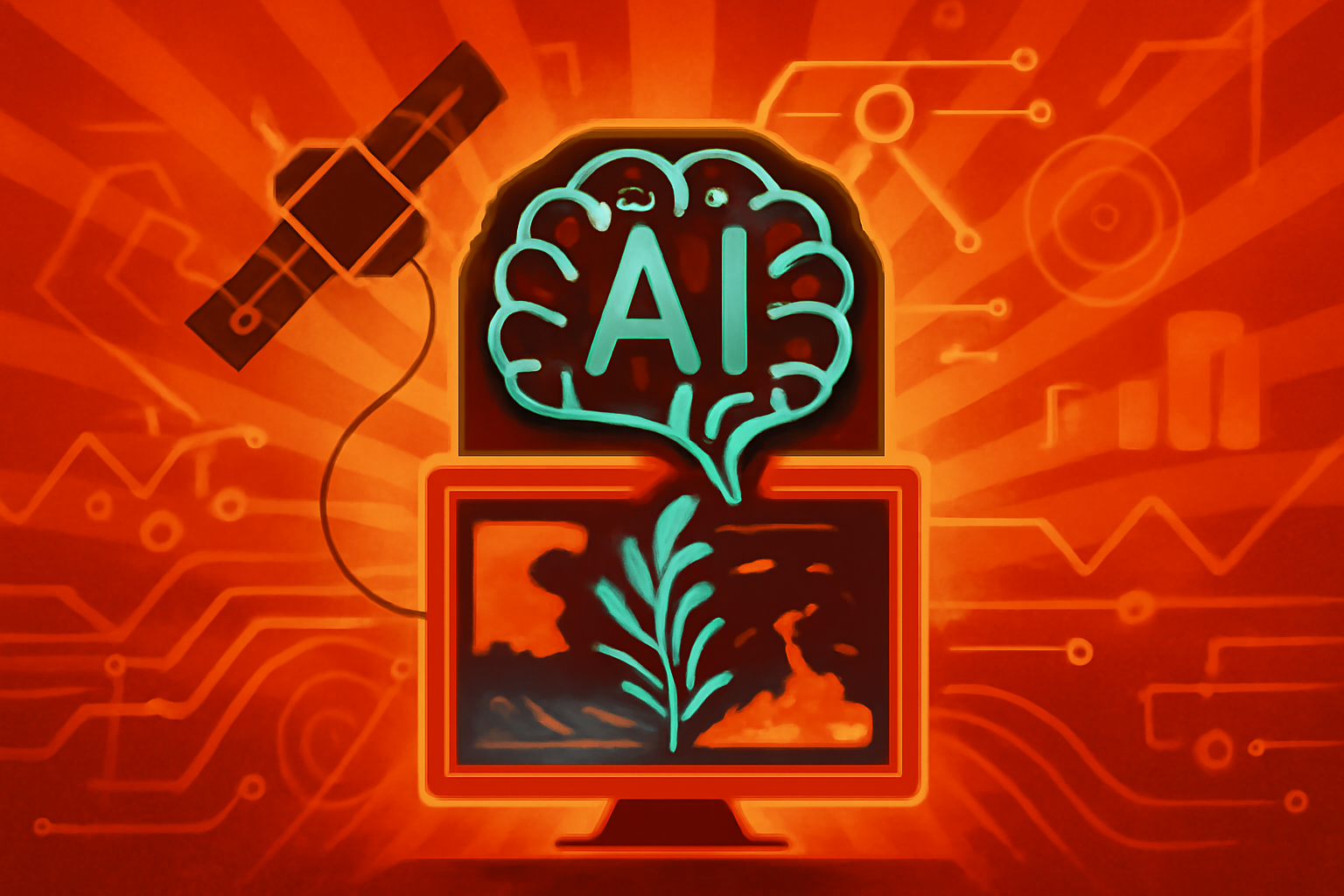 A digital visualization of the California coast where underwater kelp forests are highlighted with glowing data overlays, representing AI mapping technology.