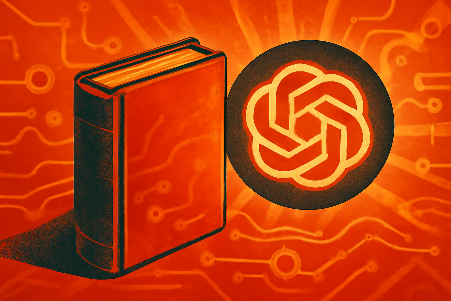 Students and faculty in a California university classroom using digital devices while a blue data visualization overlay signifies artificial intelligence research.