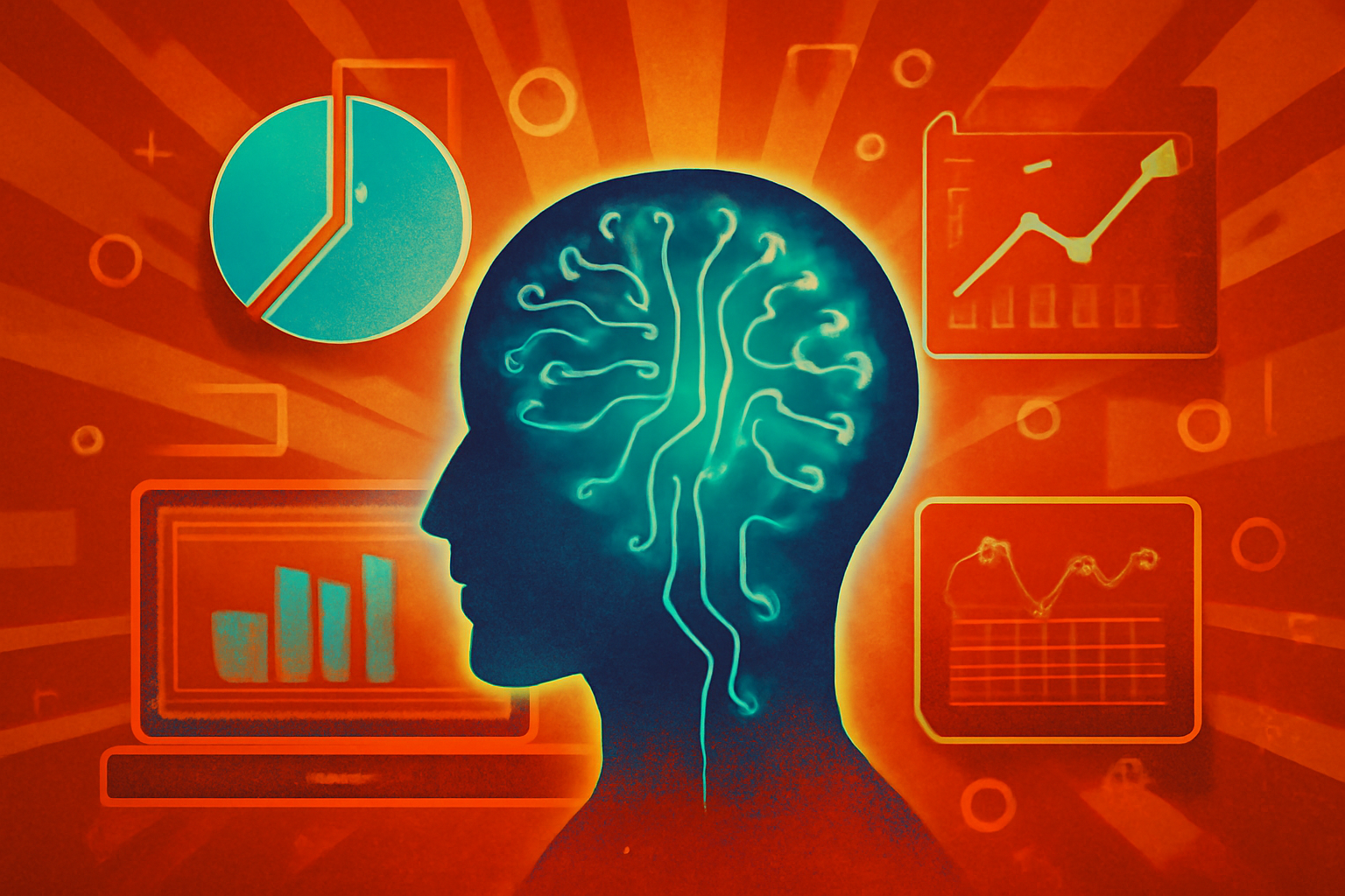 Researchers in a modern university laboratory looking at digital screens displaying AI data visualizations and network diagrams.