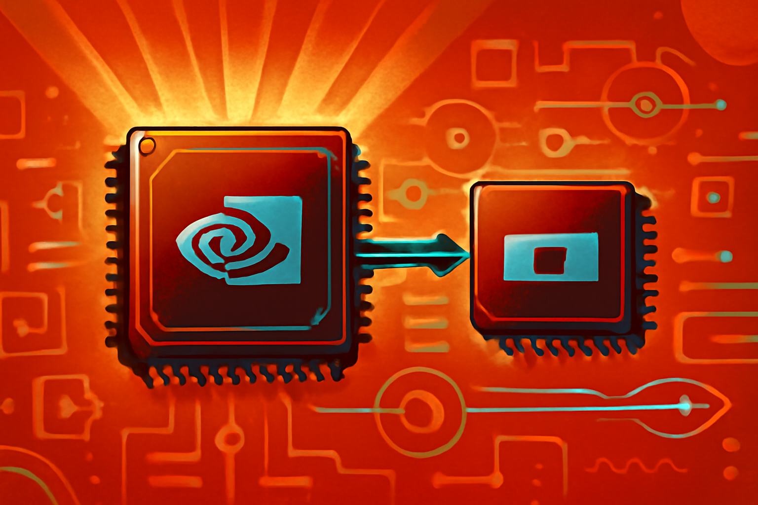 A modern data center featuring rows of server racks and illuminated networking cables, representing AI infrastructure development.