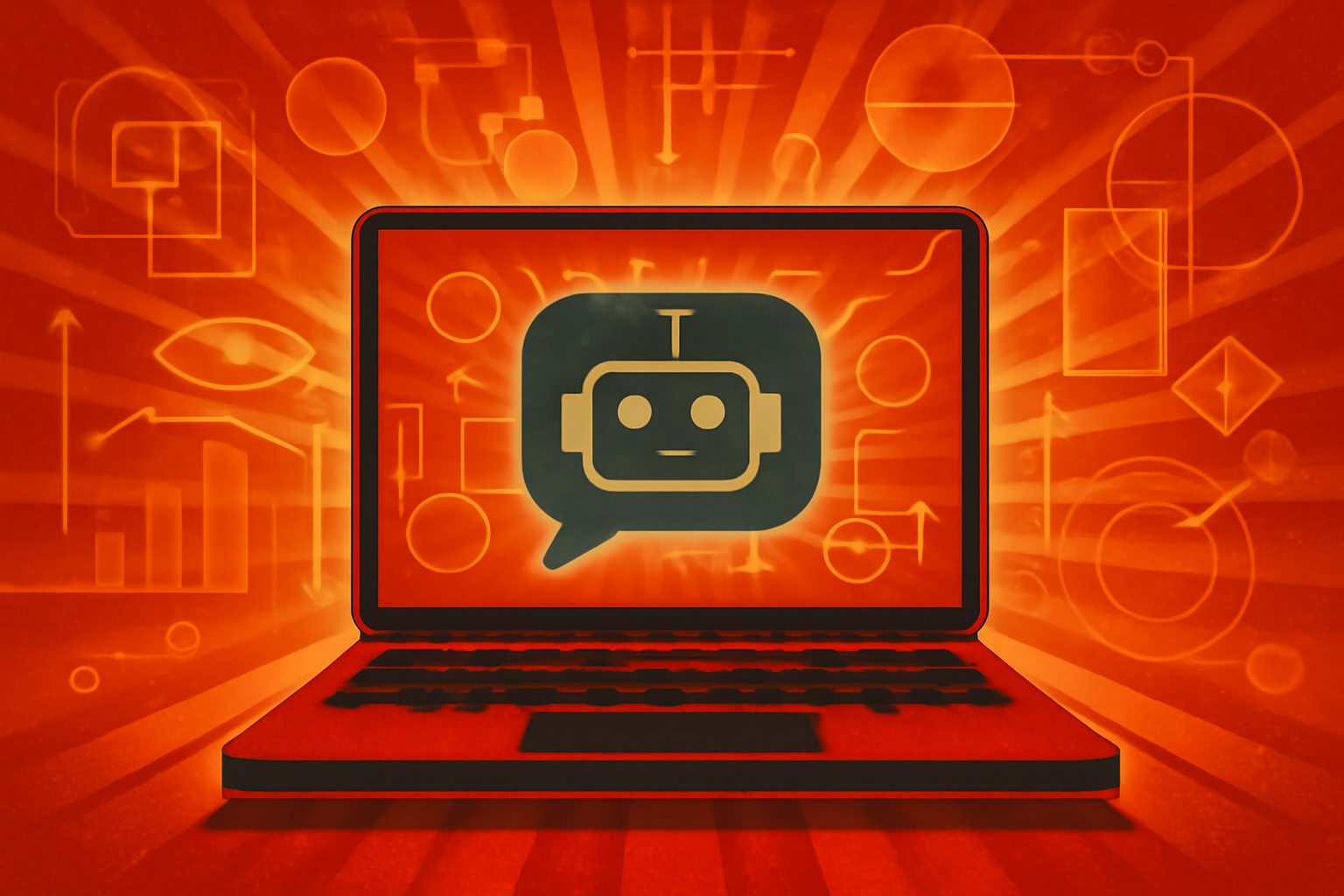 Conceptual news image showing several people working on computers where diverse ideas are being replaced by uniform, glowing digital patterns.