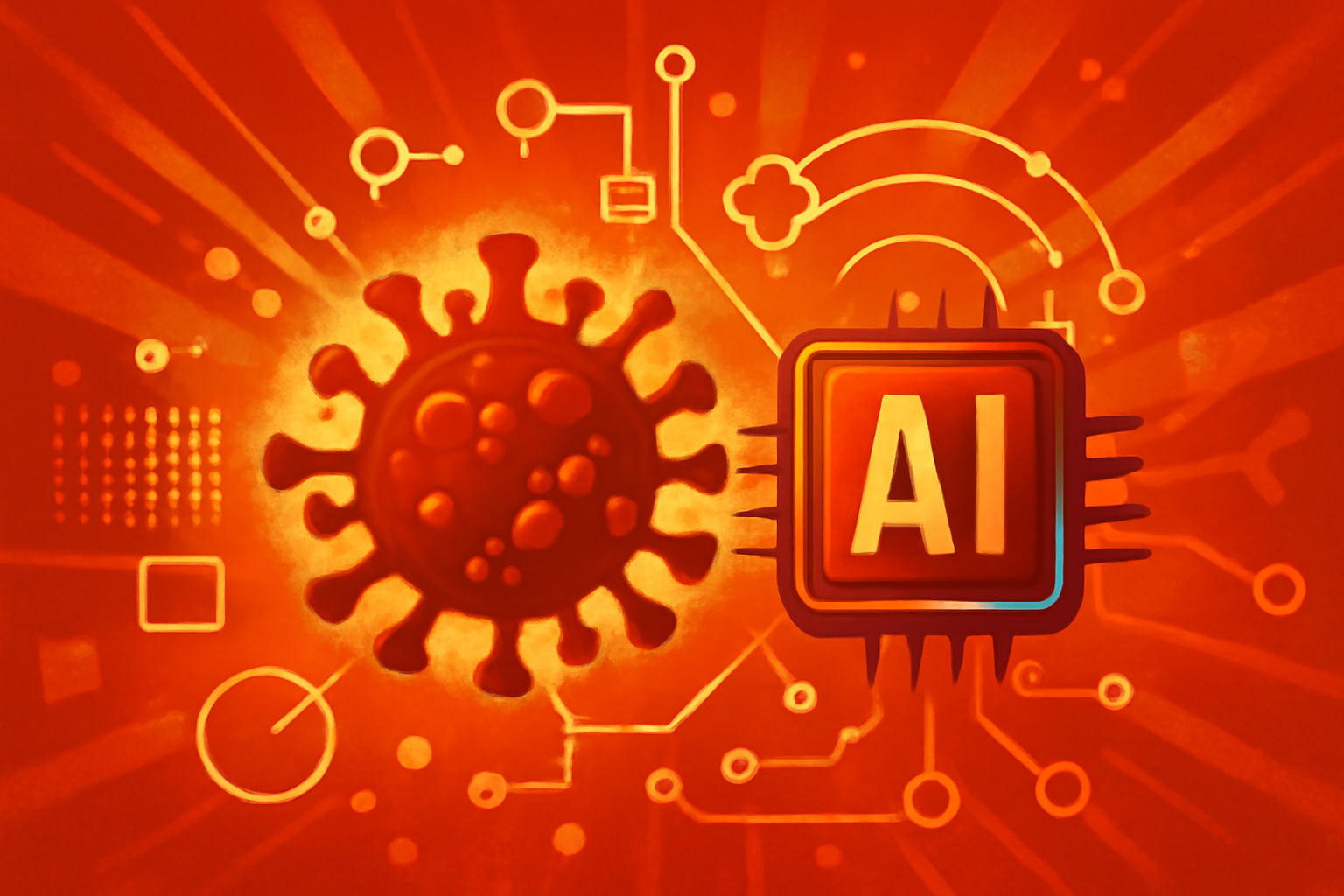 A data visualization illustration depicting a map of the United States with digital health icons and glowing red highlights representing mortality data analysis.