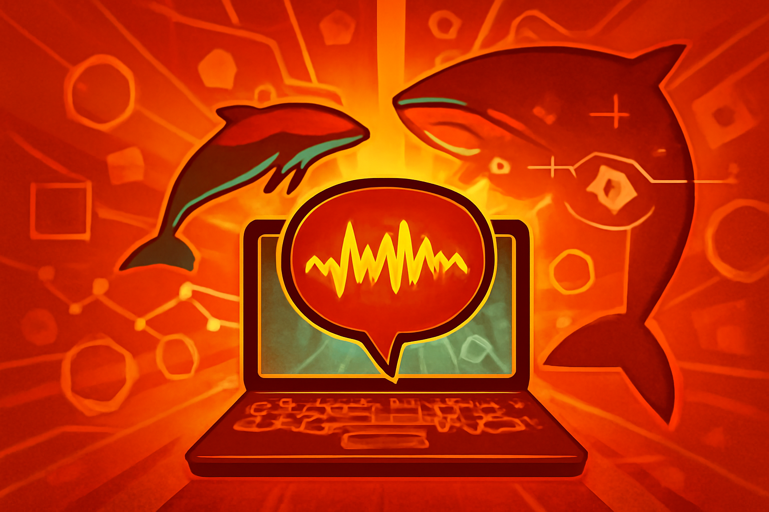 A computer monitor in a lab showing colorful digital sound patterns used to analyze whale vocalizations.