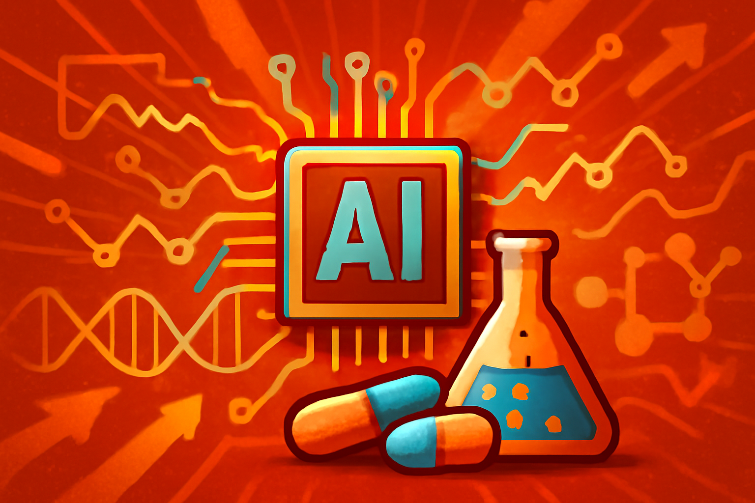 A high-tech digital display showing molecular structures and gene data in a modern research laboratory environment.