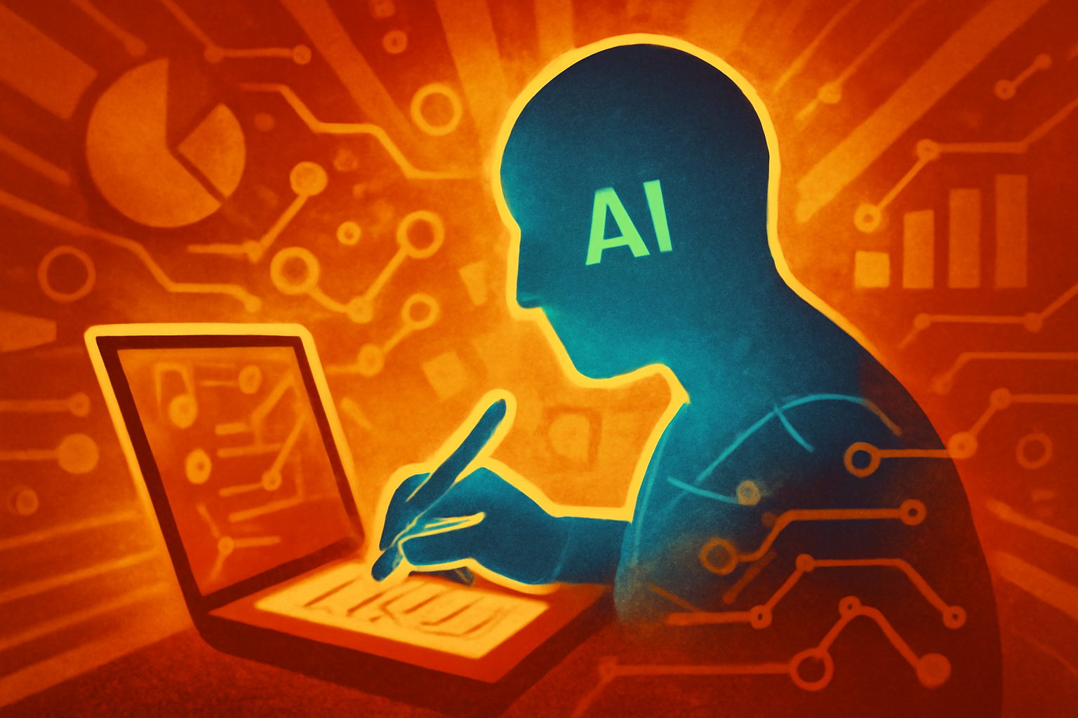 A doctor wearing a white coat speaks with a patient in a bright, modern examination room while a digital tablet on the desk captures notes using AI.