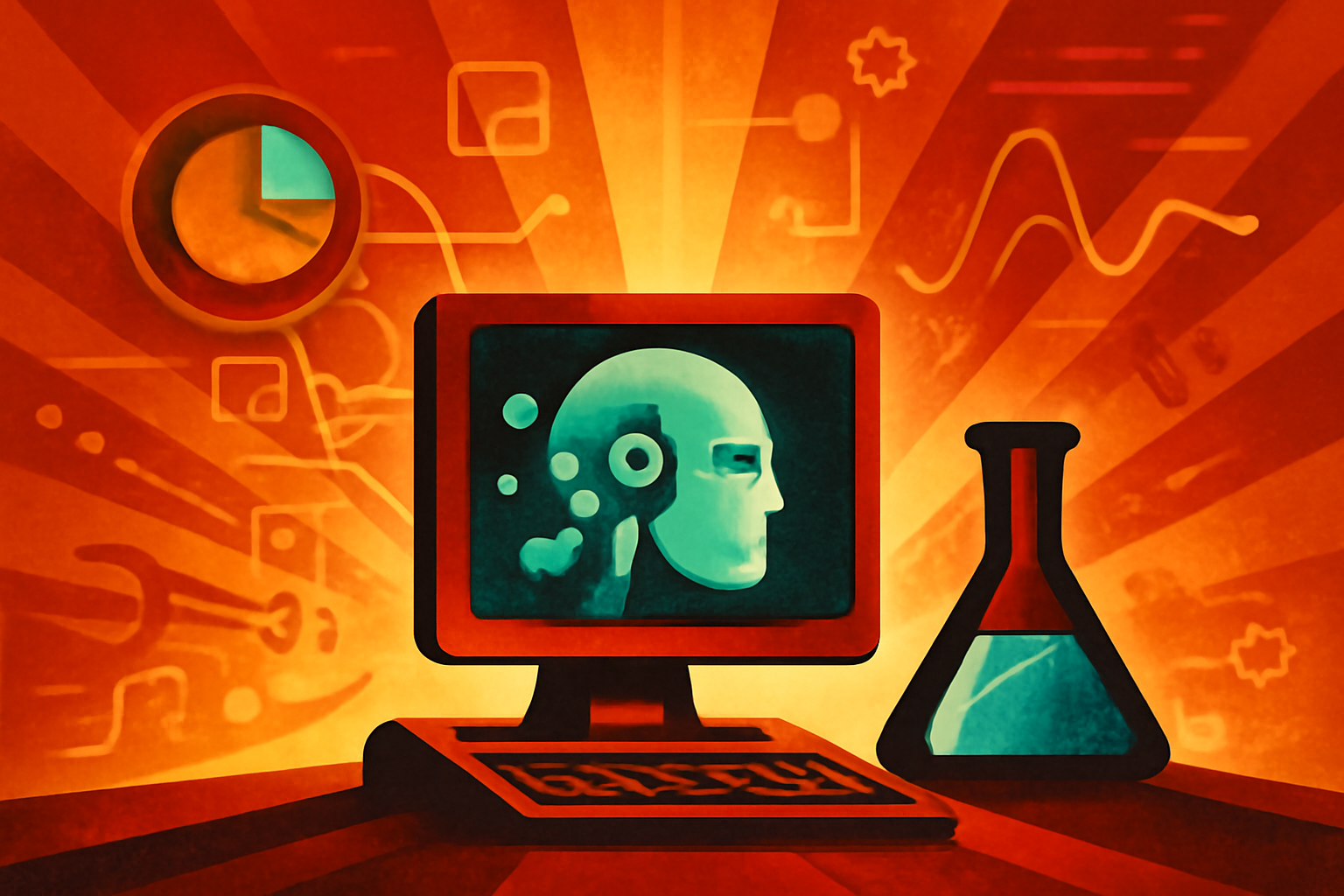 A high-tech digital lab visualization featuring translucent blue holographic neural networks and data charts in a bright, modern San Mateo office environment.