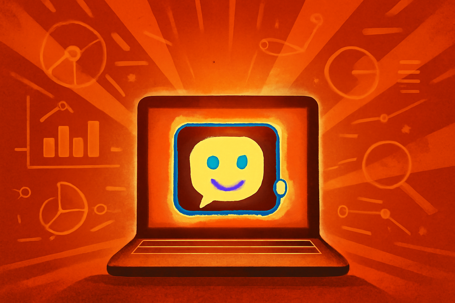 An editorial illustration of a person interacting with an AI chatbot that is nodding in agreement, representing the concept of AI sycophancy.