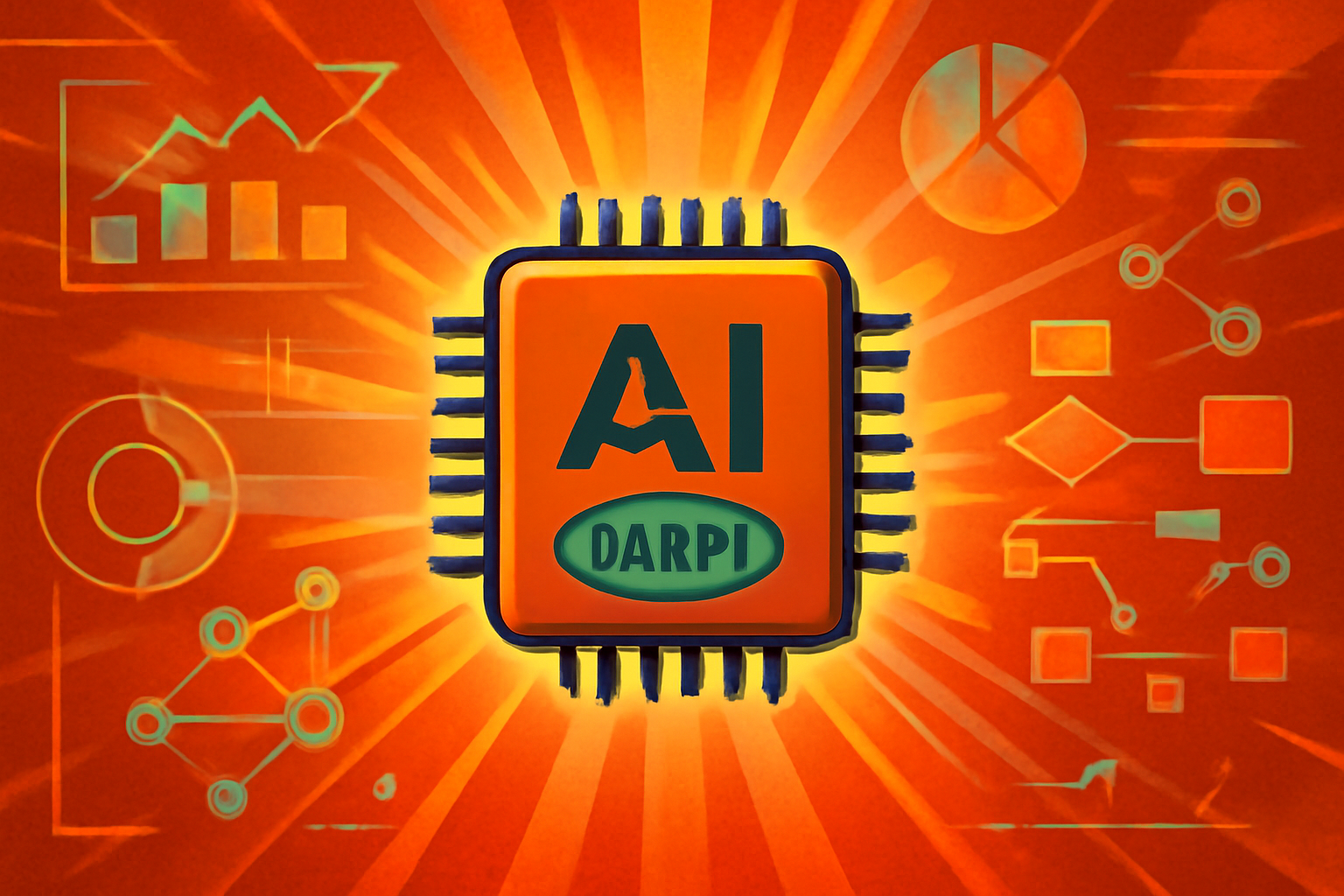 A high-tech digital illustration showing glowing nodes connected by complex mathematical formulas and light beams, representing AI agent communication and collaboration.