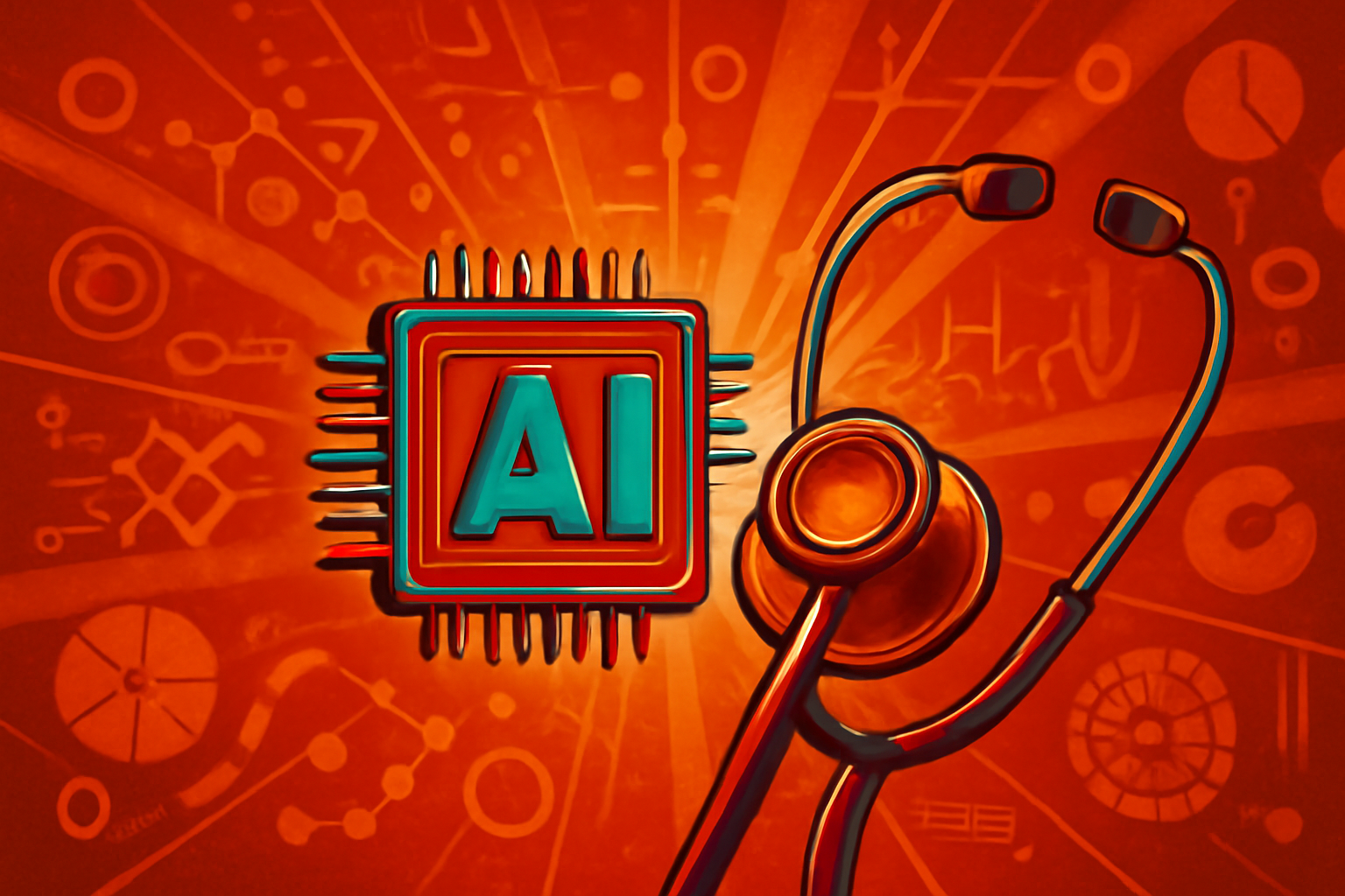 A doctor reviews a DeepRare AI diagnostic report on a digital tablet in a high-tech medical office. The screen displays genetic data and clinical evidence chains.