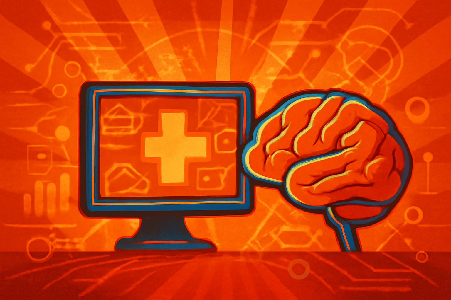 A doctor reviews medical data on a tablet in a modern clinic, showcasing a digital interface for stroke patient management.