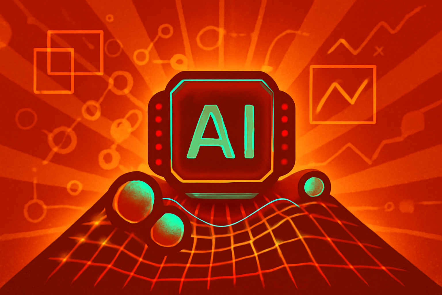 A digital visualization of interconnected nodes and lines representing a tensor network overlaid on a 3D model of atoms in a crystal lattice.