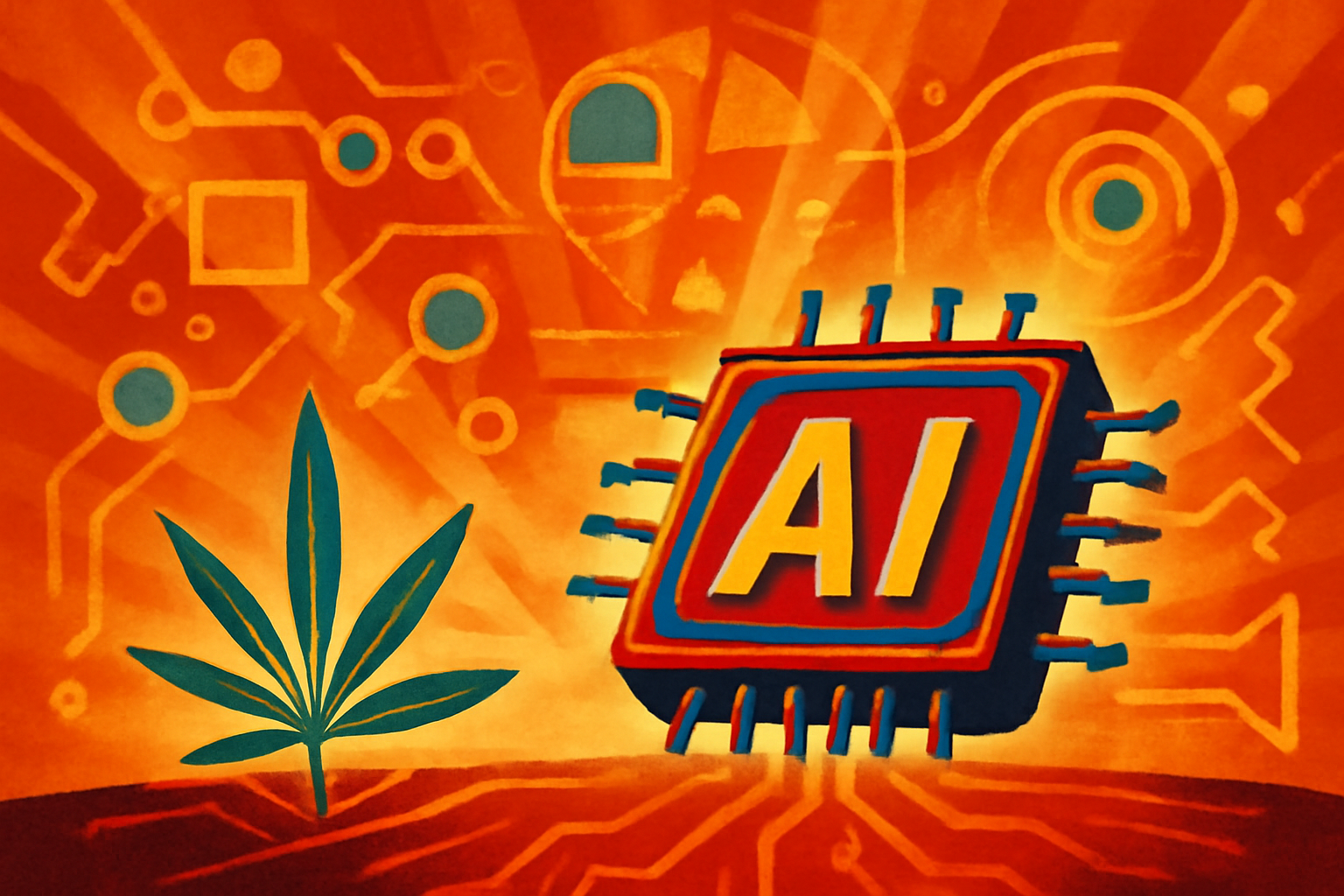 A specialized agricultural robot moves through a field of crops, using sensors and AI-driven cameras to identify and target weeds while leaving crops untouched.