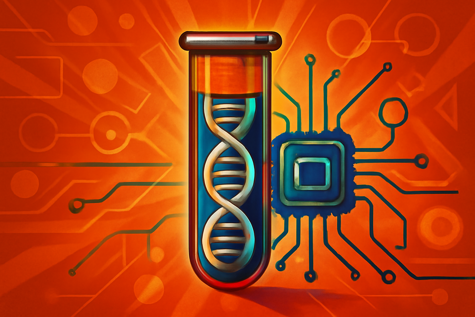A scientist in a laboratory uses a digital interface to analyze complex molecular data and AI-driven drug discovery models.