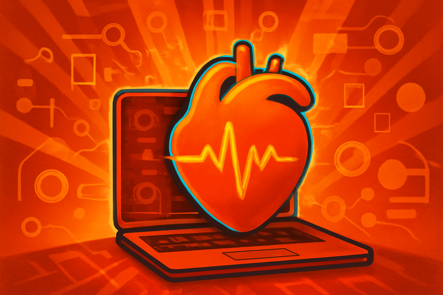 A digital medical display showing an electrocardiogram waveform with a blue glowing AI analysis overlay highlighting specific heart activity.