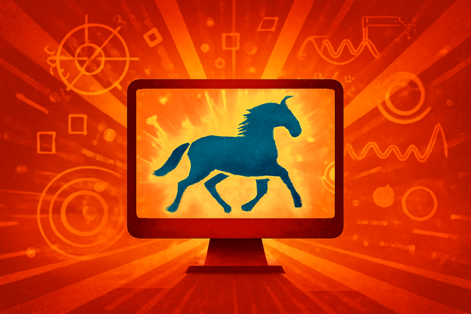 A high-tech digital display showing vibrant abstract motion graphics in a server room environment, representing advanced artificial intelligence video generation.