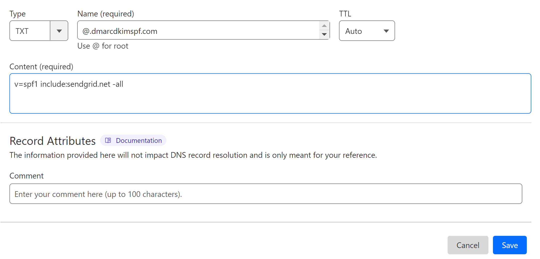 Add the SPF record to the DNS provider