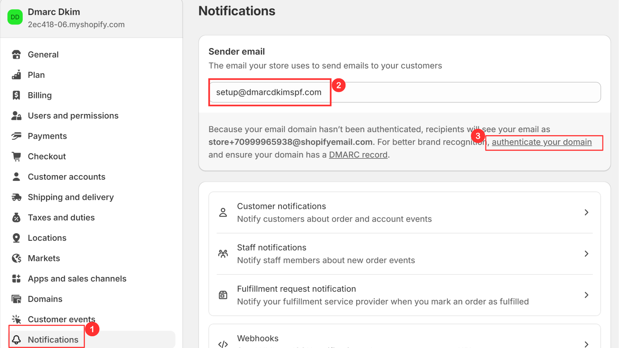 Add your sender address and click Authenticate Domain