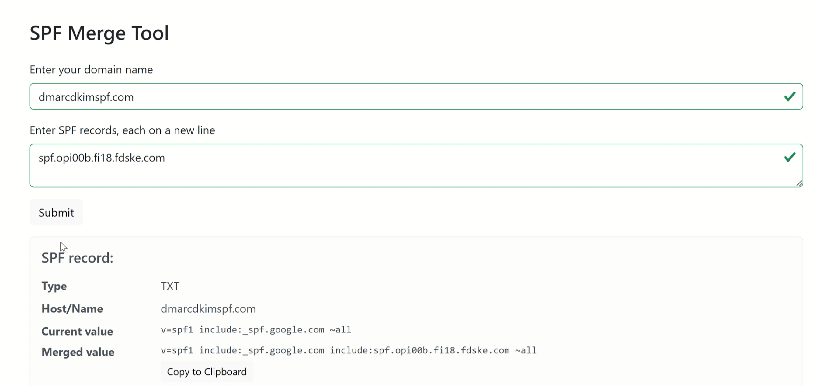 Add merged SPF record to the DNS provider 