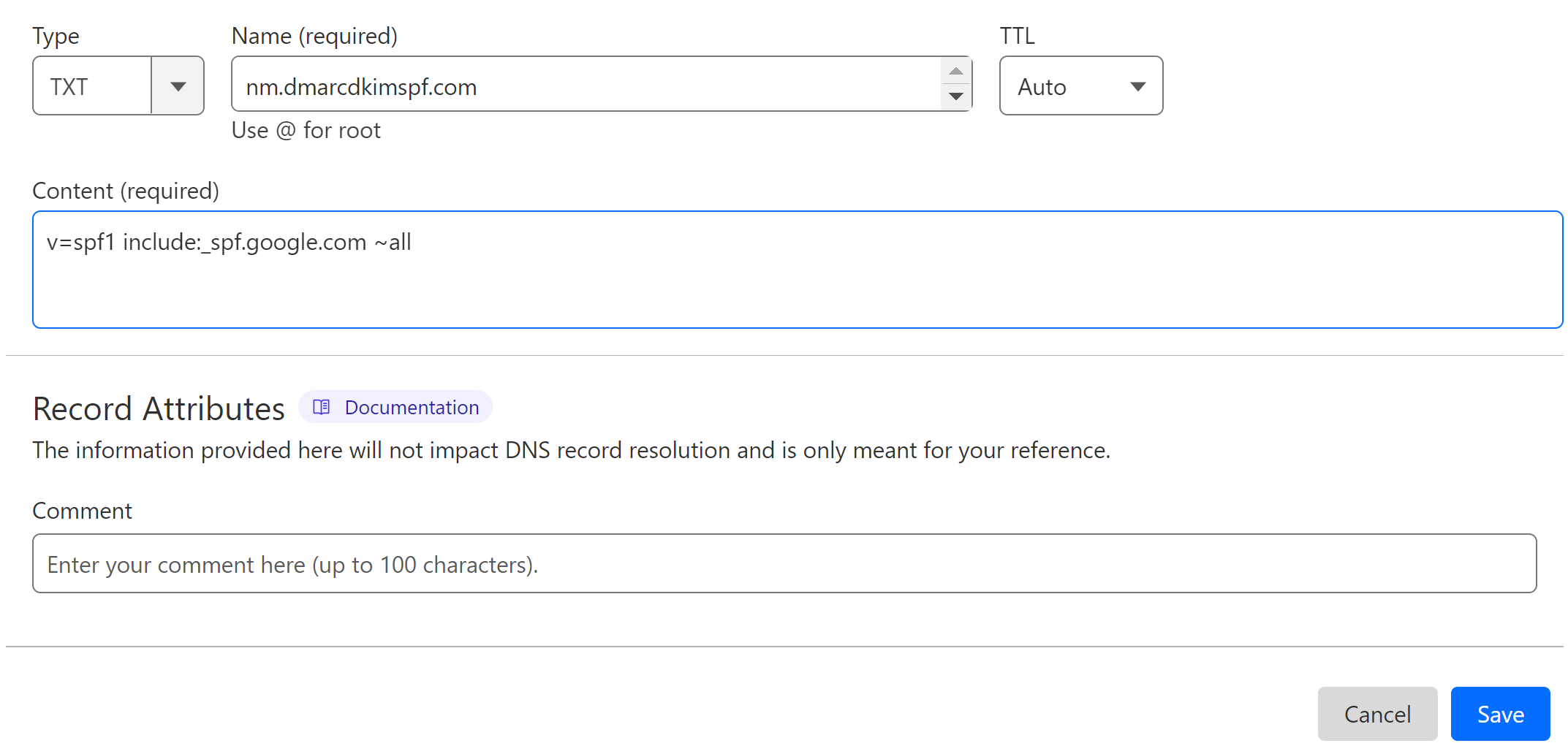 Add the SPF record to the DNS provider