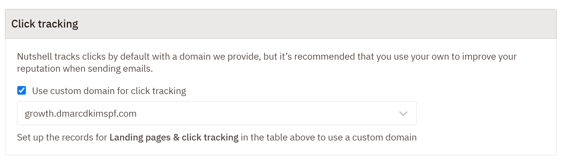 Enable the custom domain for click tracking 