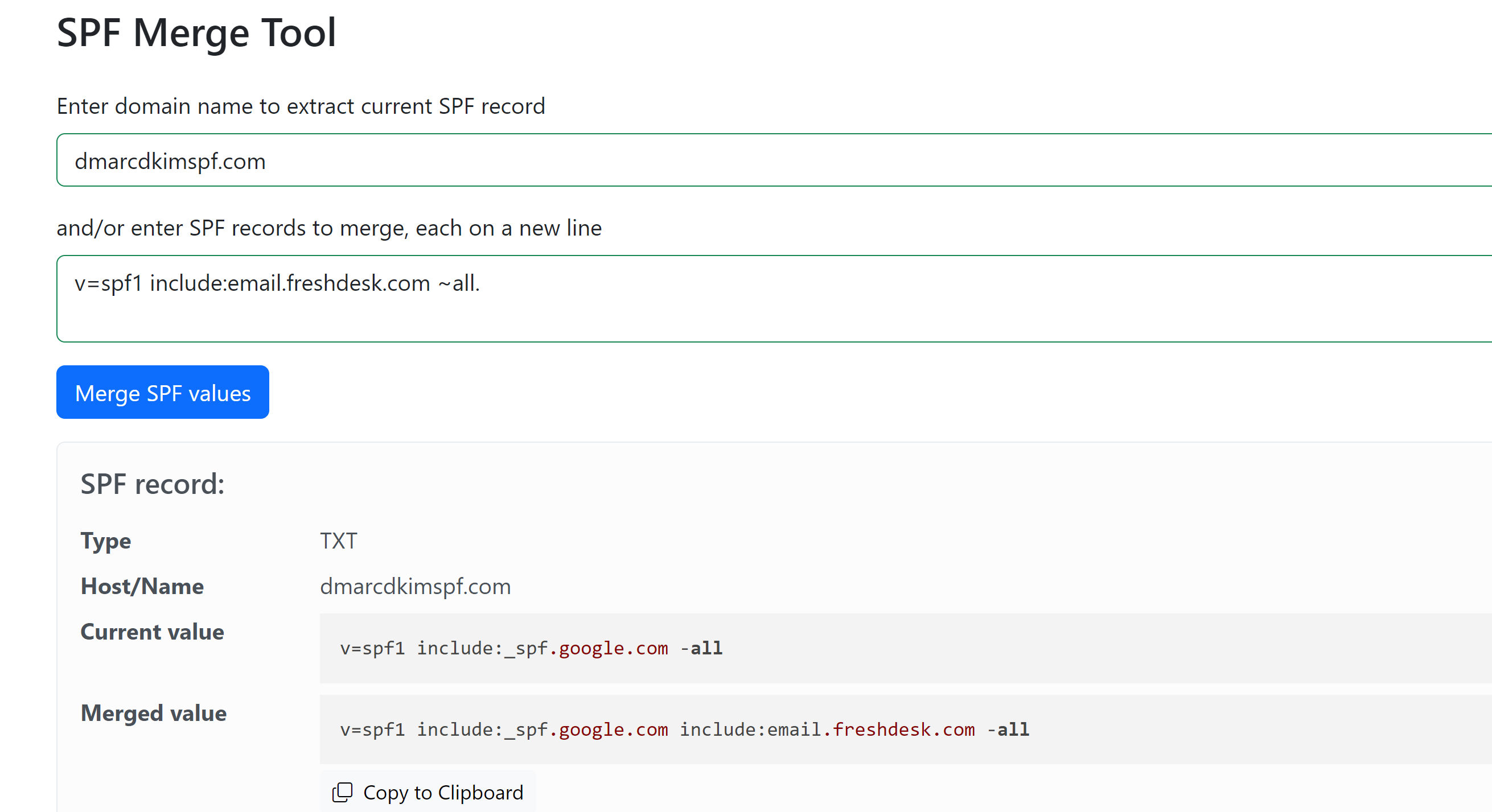 Merge SPF values and add the merged value to the DNS provider