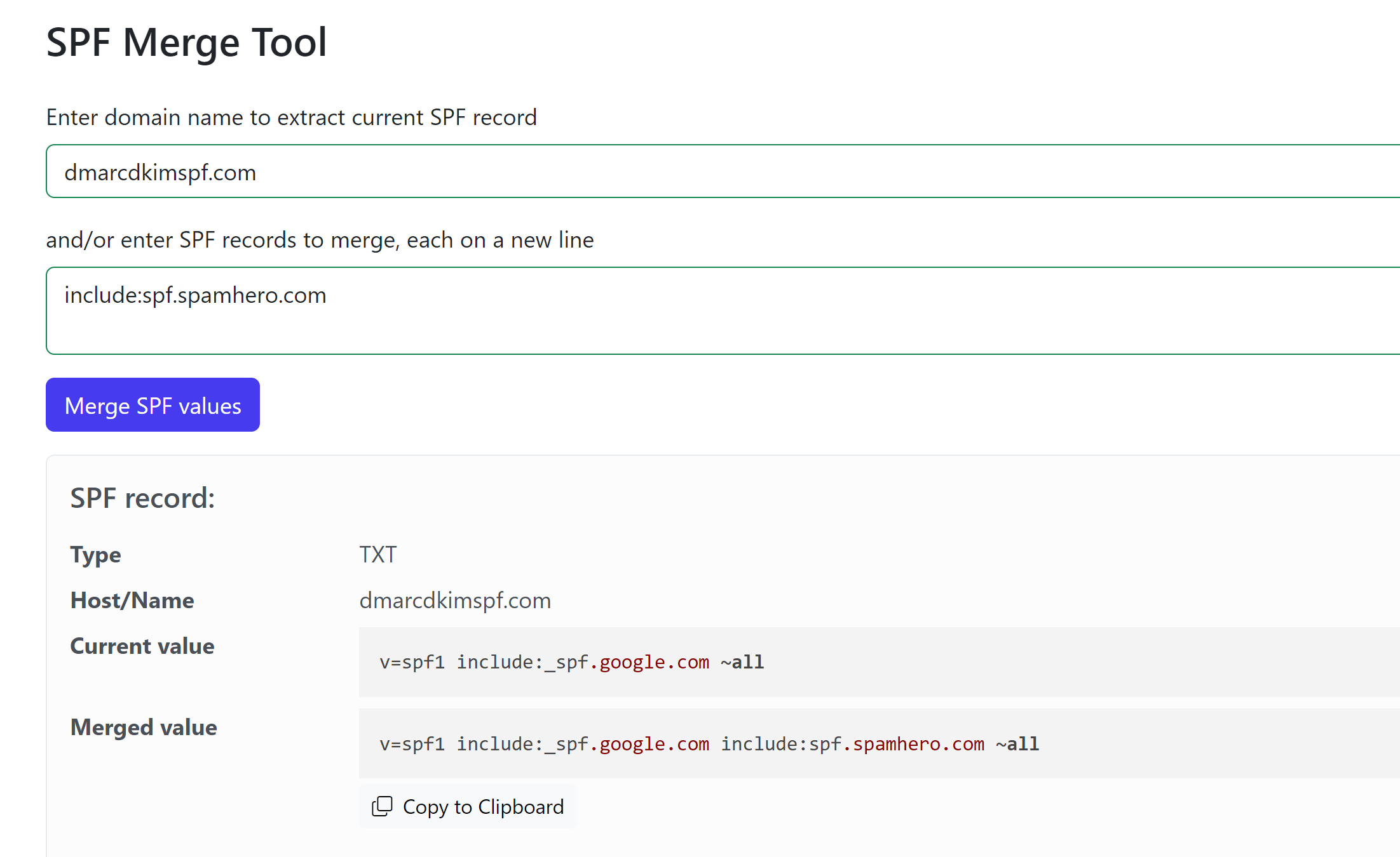 Merge SPF values to get a single value 