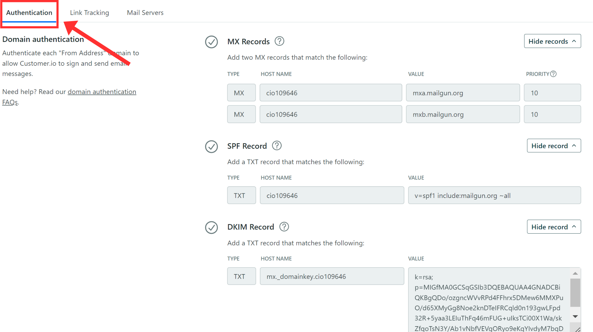 MX, DKIM, SPF, and DMARC records