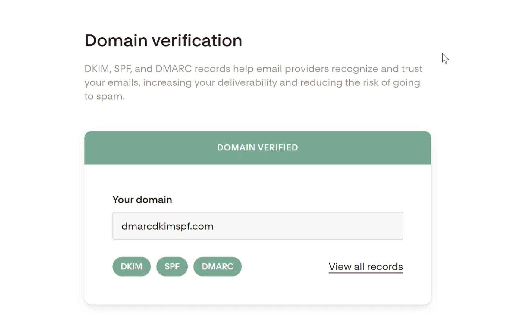 Domain verification successful