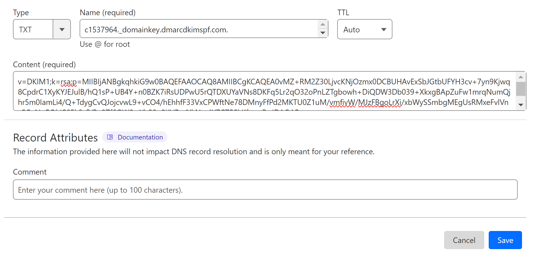 Add the DKIM record to your DNS provider