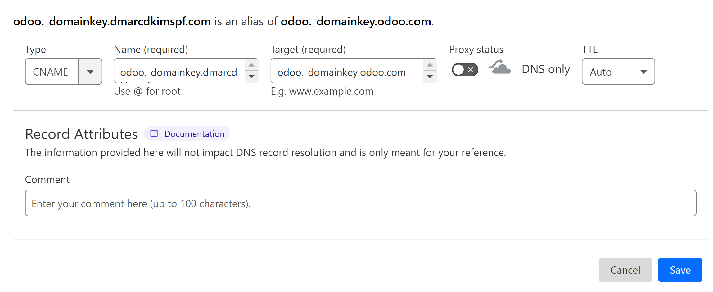 Add the DKIM record to the DNS dashboard