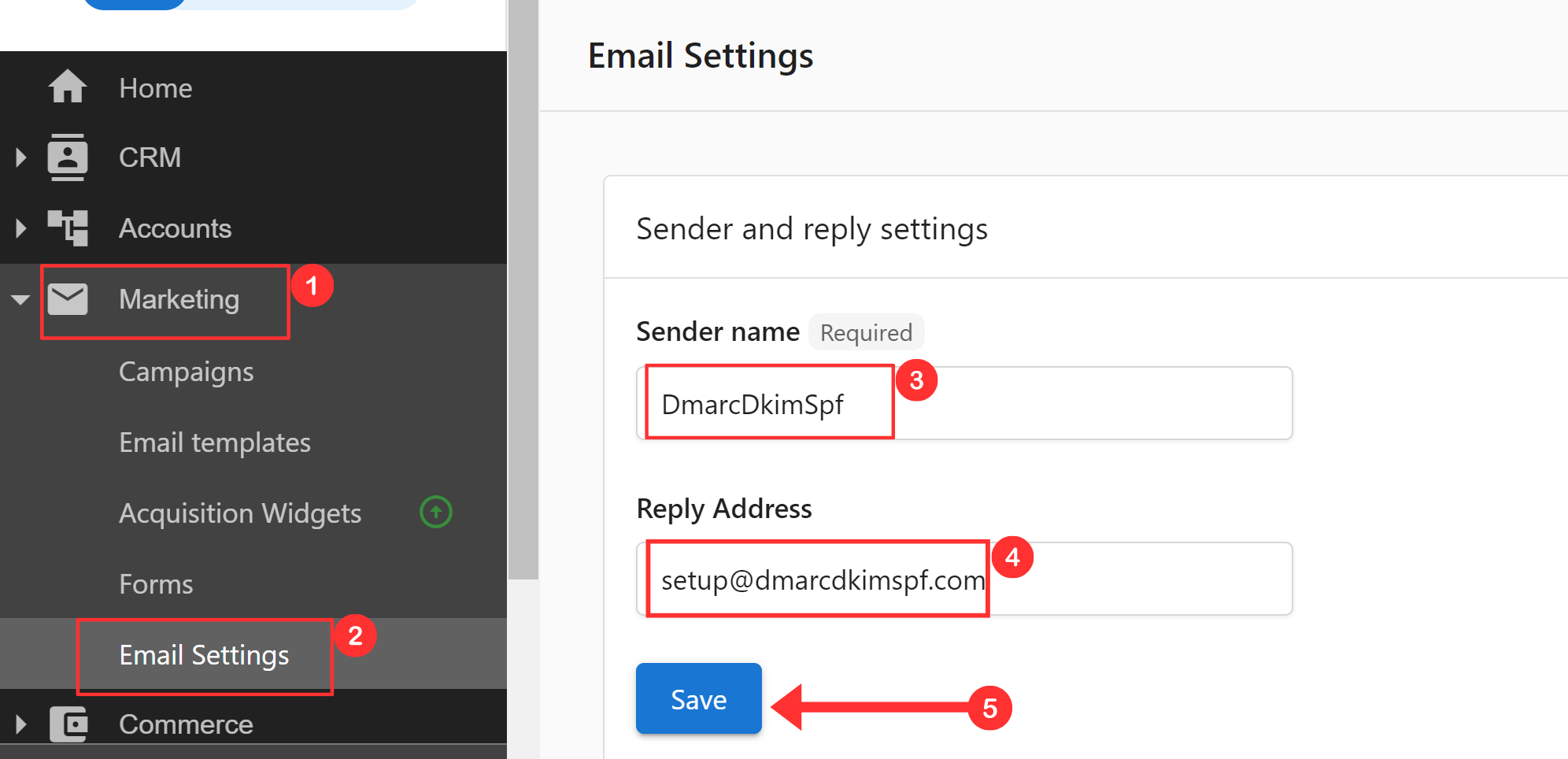 Go to Marketing and open Email Settings tab.