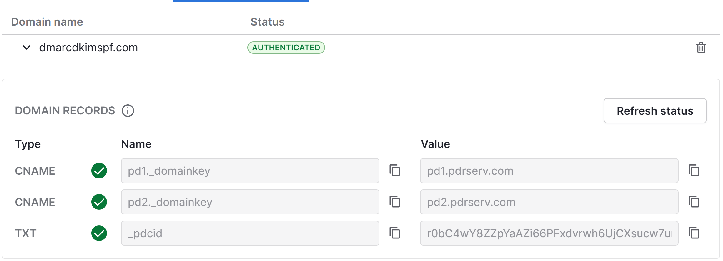 Pipedrive DNS records verified successfully