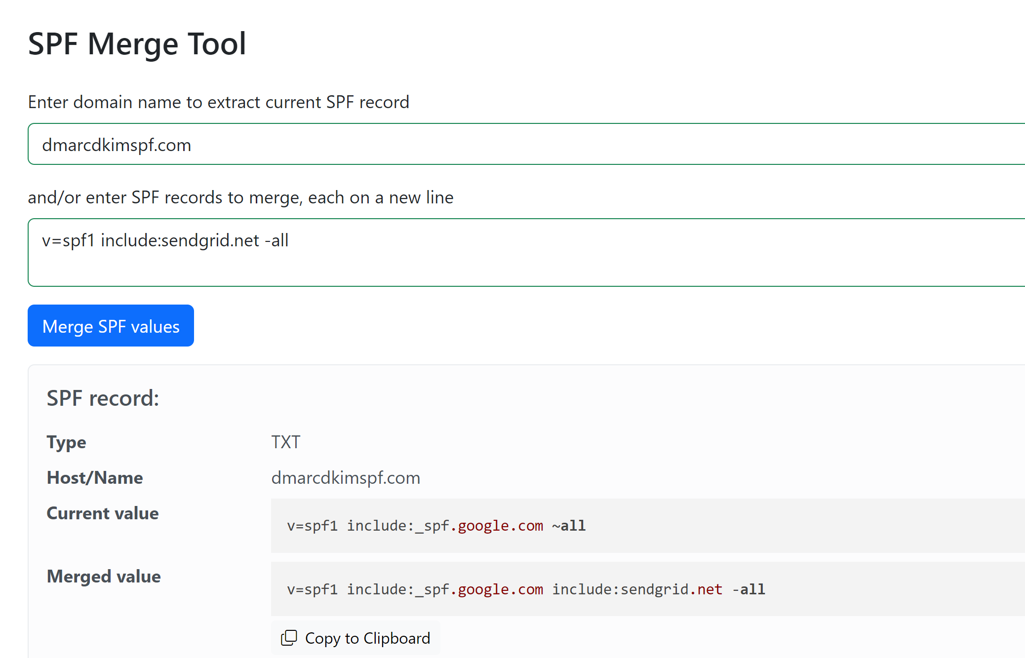 Merge multiple SPF records to get a combined value