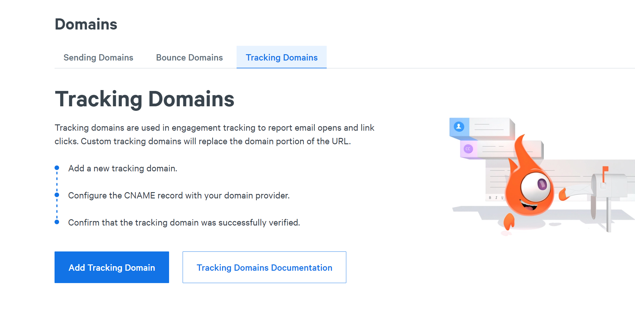 Click Add Tracking Domain 