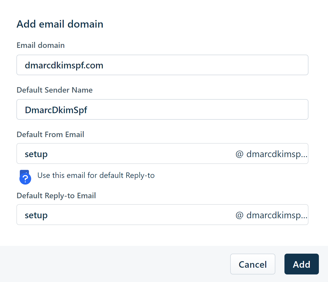 Add your domain name and email address 