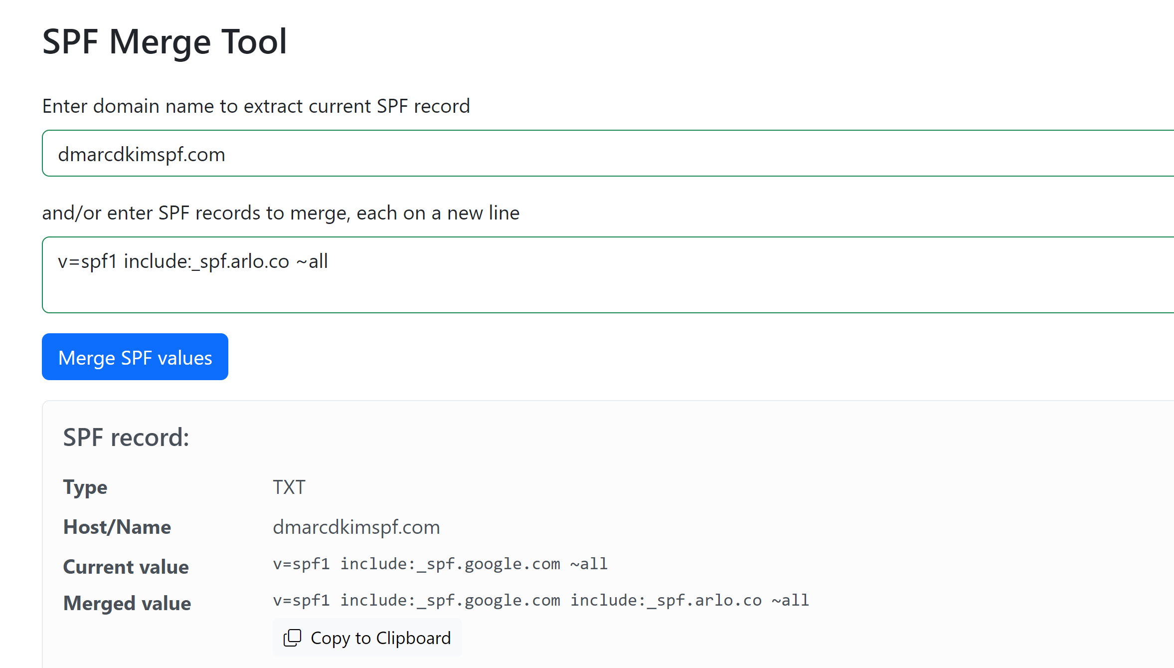 Utilize the SPF merger tool to combine multiple SPF records 