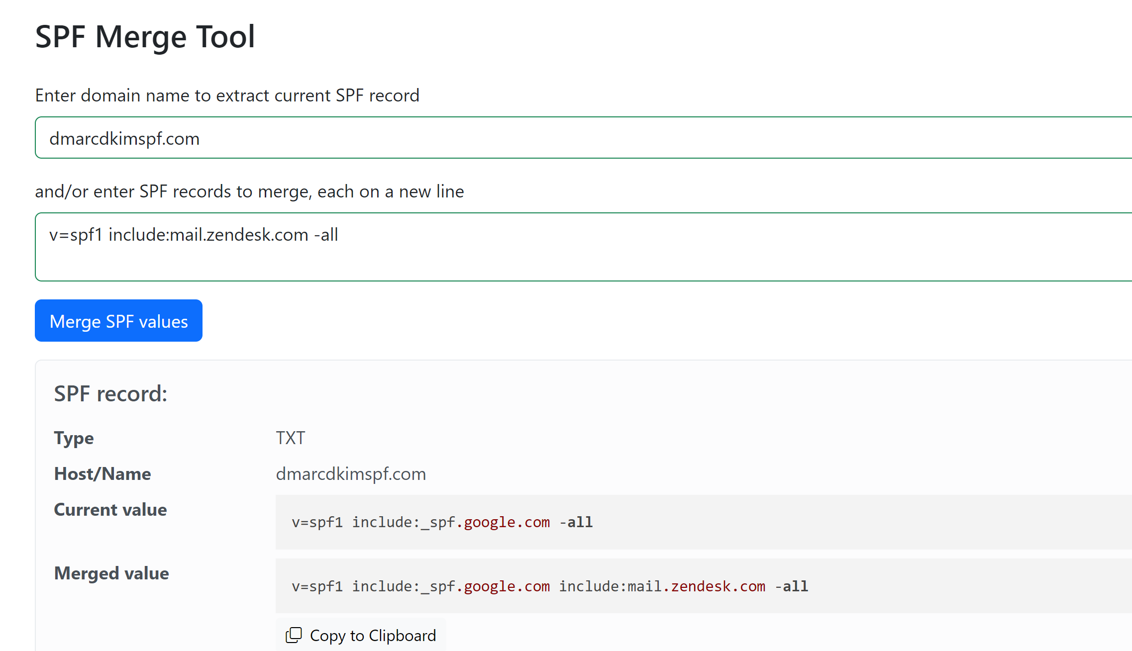 Merge the existing SPF records with Zendesk SPF to get a combined value.