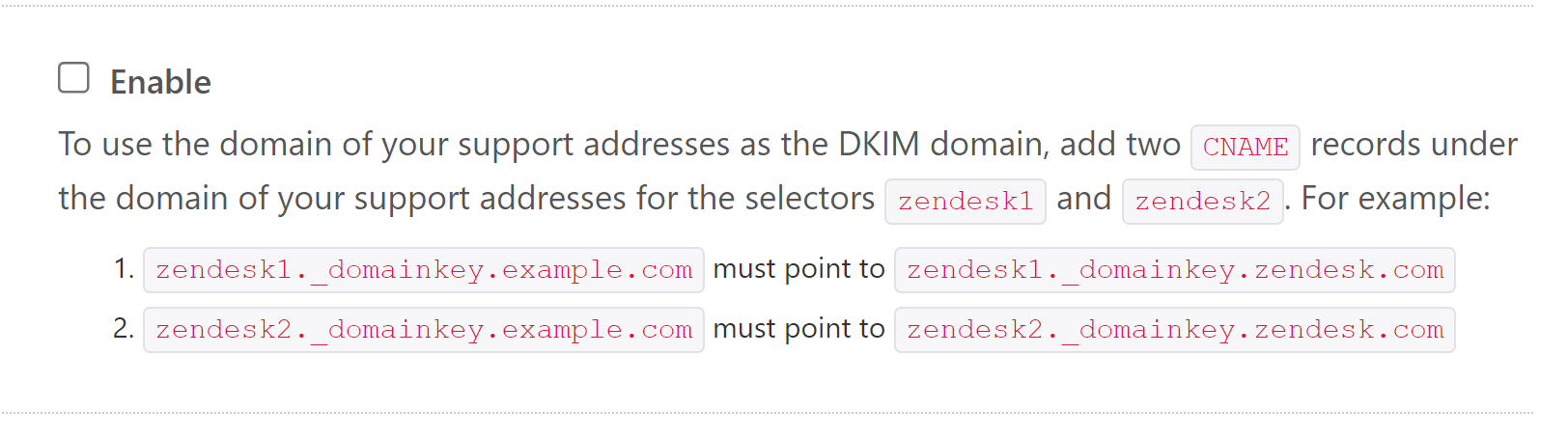 Zendesk CNAME DKIM Records 