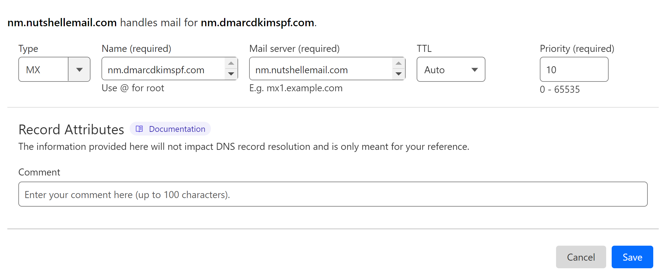 Add the return path record to the DNS dashboard 