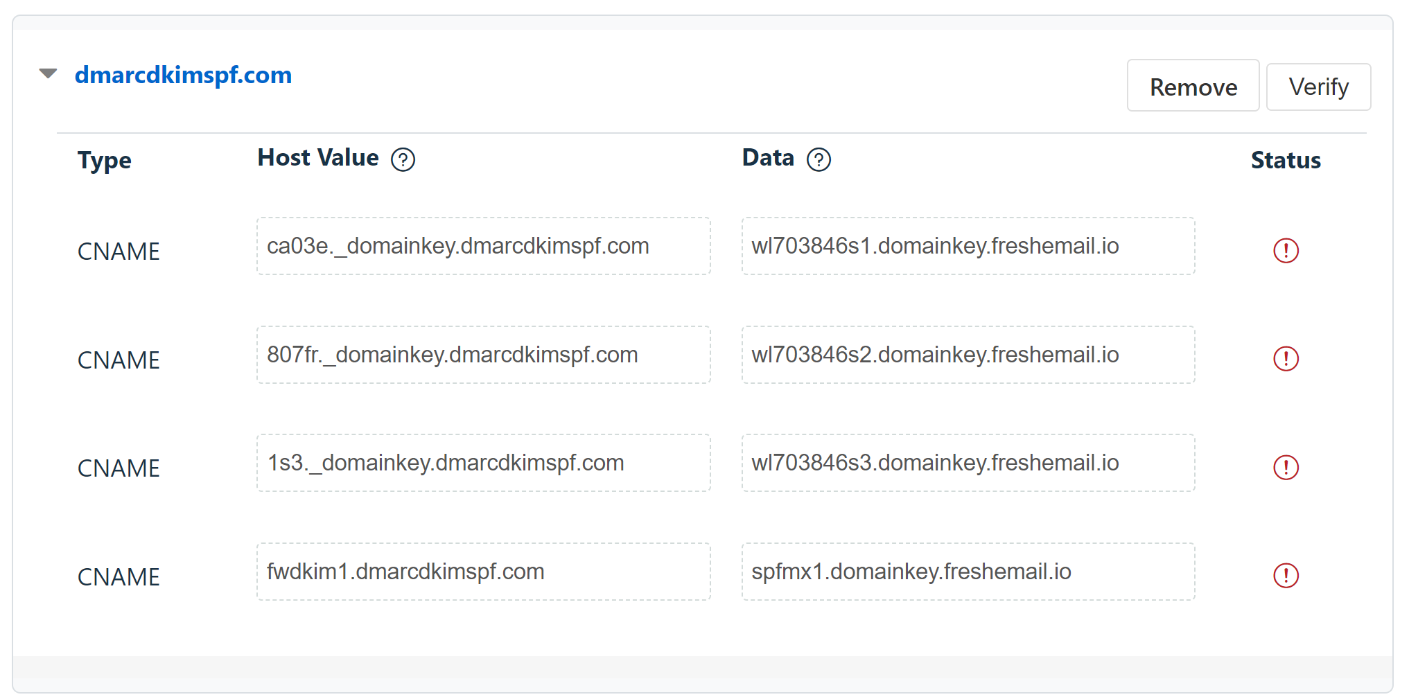 Add DKIM records to the DNS provider