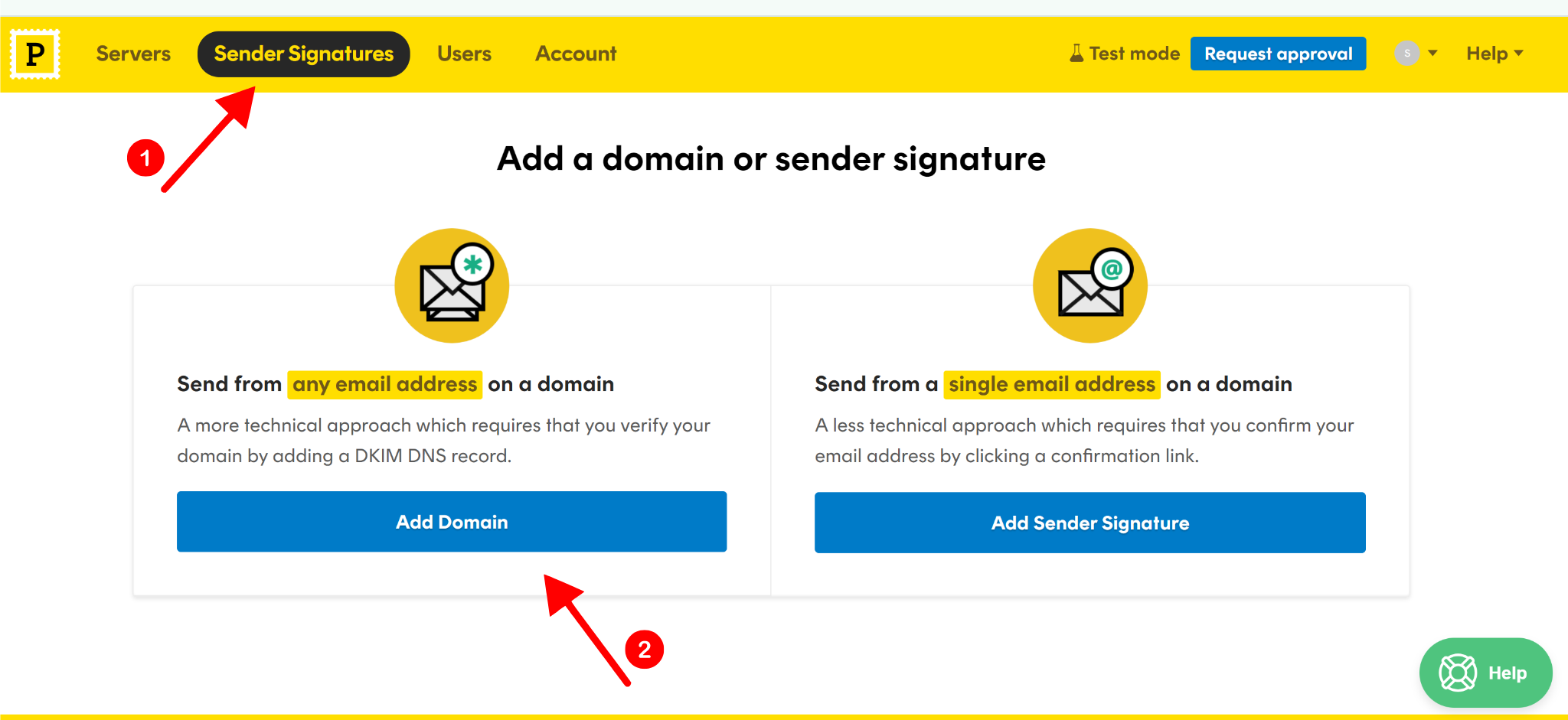 Go to Sender Signature and Add Domain