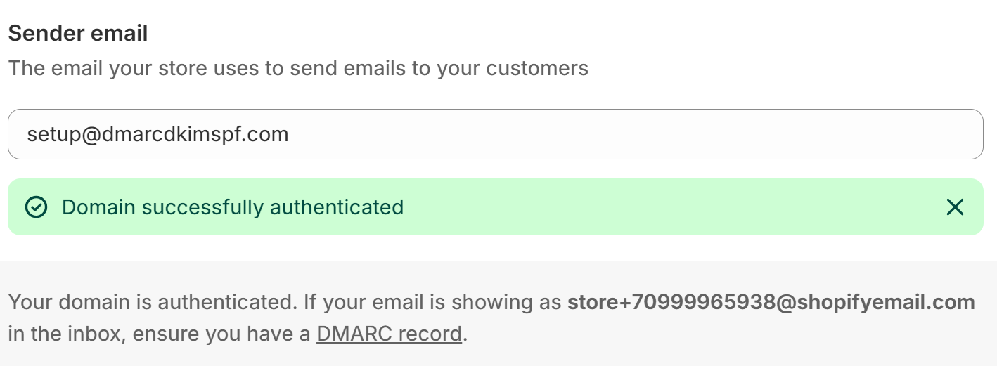 Domain Authenticated Successfully